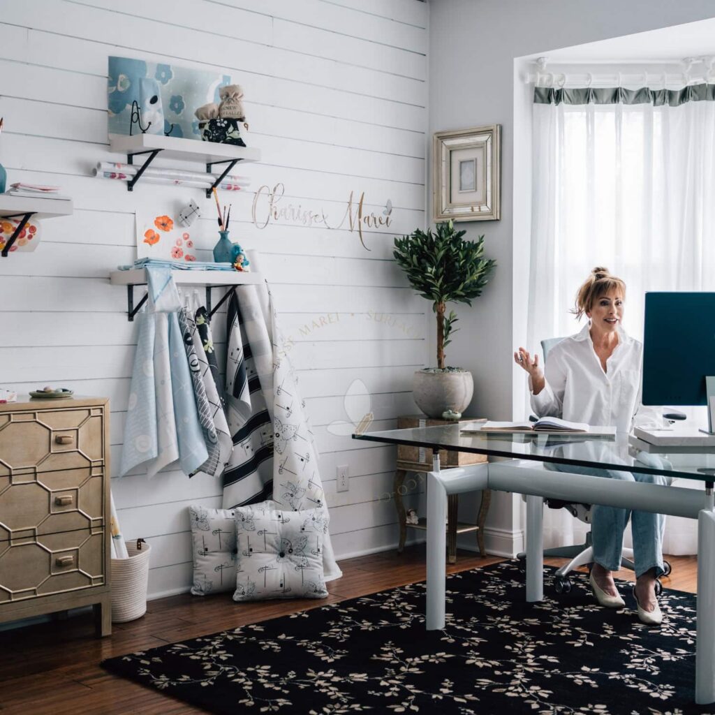 Welcome to my home office. It's where ideas come to life, homes transform homes, create, educate, resource, sing, sip coffee, share my chair with Ginger (furry love), mentor, design, and so much more. 